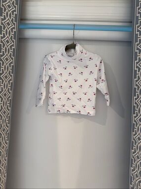 Little English White Long-Sleeve turtleneck with Floral Print